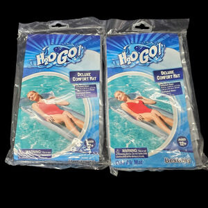 Bestway H2o Go Deluxe Comfort Air Mat Pool Float 64" x 24" x 7.1" Gray Set of 2